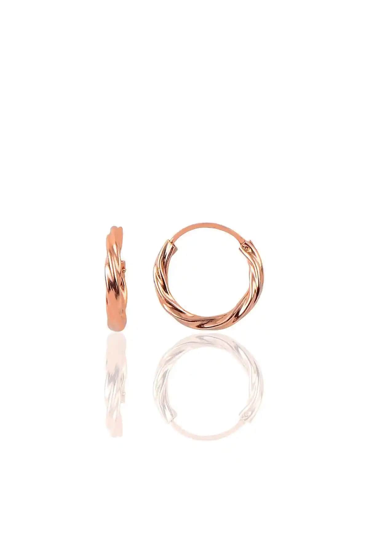 Söğütlü Silver Gümüş Rose Mini Burgu Halka Küpe Günlük ve Zarif Aksesuar