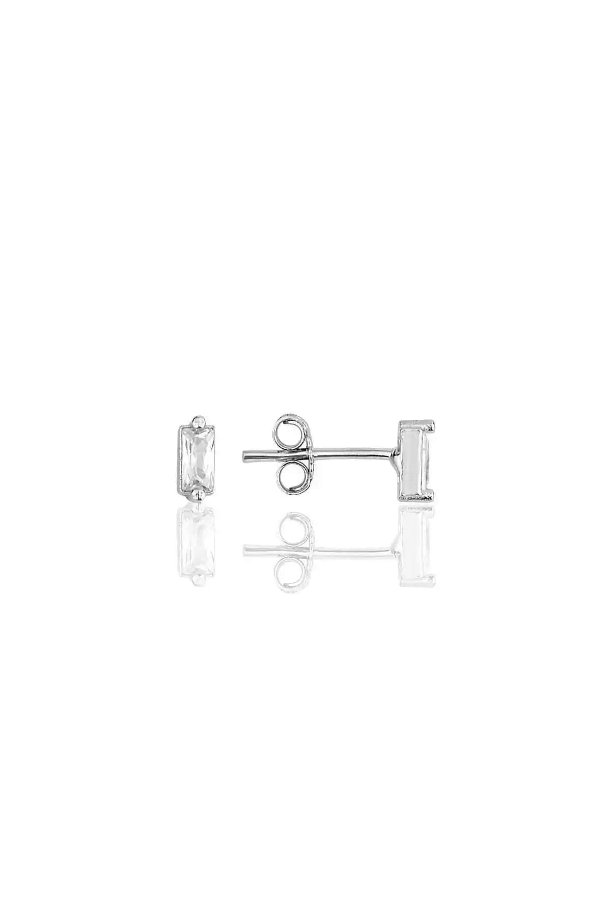 Söğütlü Silver'in Rodyum Kaplı 925 Ayar Gümüş Zirkon Baget Küpe Koleksiyonu