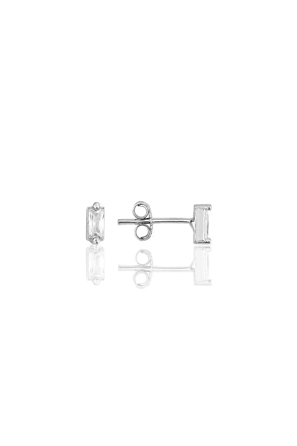 Söğütlü Silver'in Rodyum Kaplı 925 Ayar Gümüş Zirkon Baget Küpe Koleksiyonu