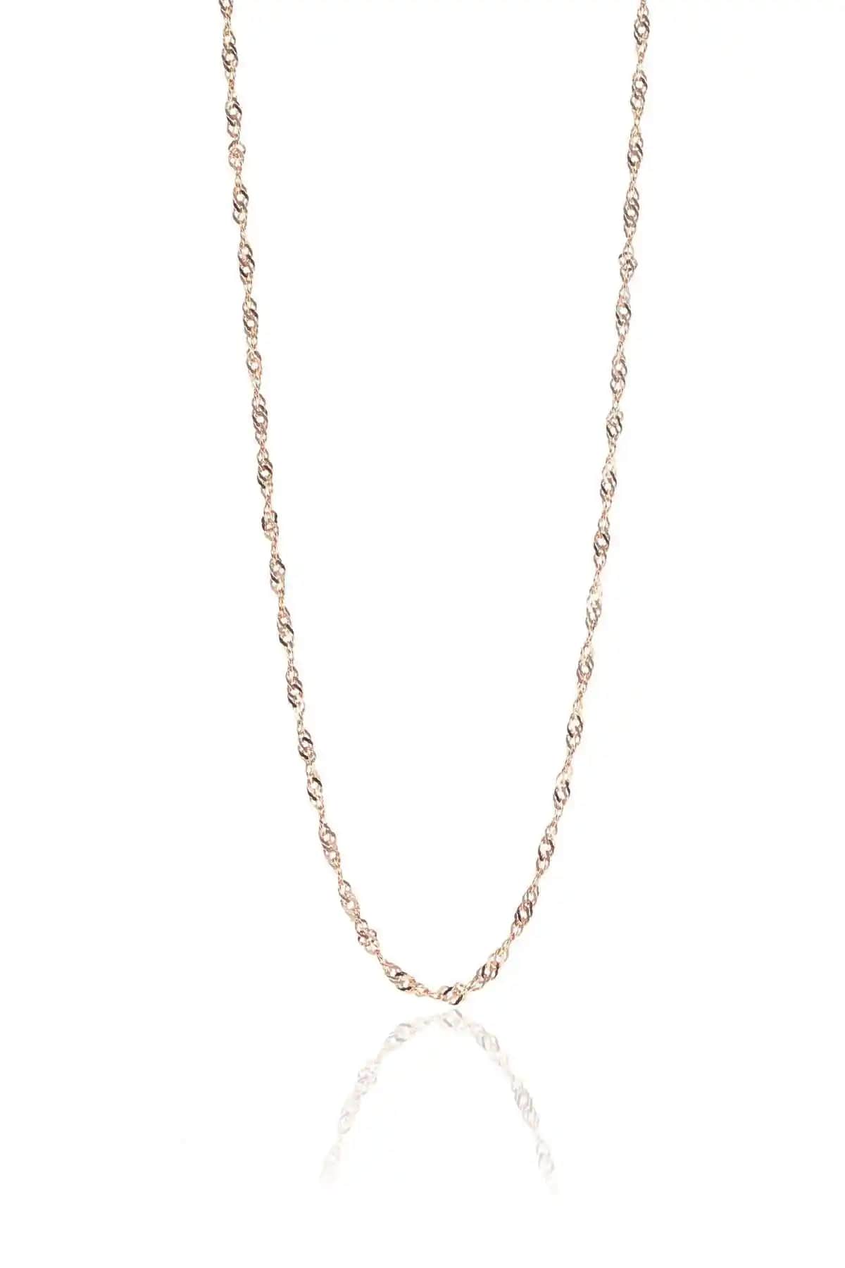 Söğütlü Silver Kadın Güldüş Rose Singapur Modeli 60 Cm Zincirli Modern Gümüş Takı