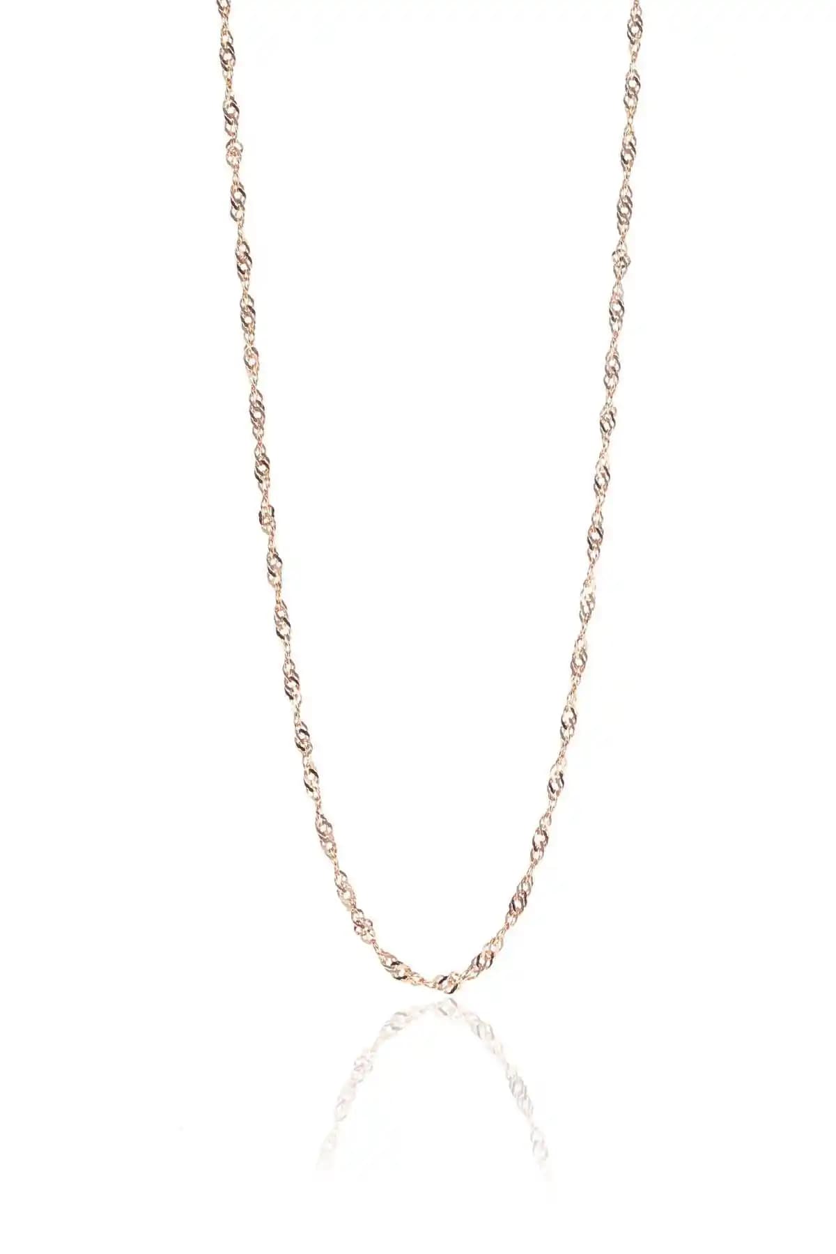 Söğütlü Silver Kadın Güldüş Rose Singapur Modeli 60 Cm Zincirli Modern Gümüş Takı