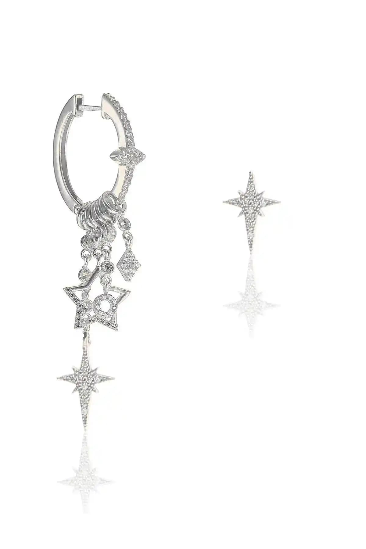 Söğütlü Silver Kutup Yıldızı Modeli Şans Küpe Modern ve Şık Tasarım