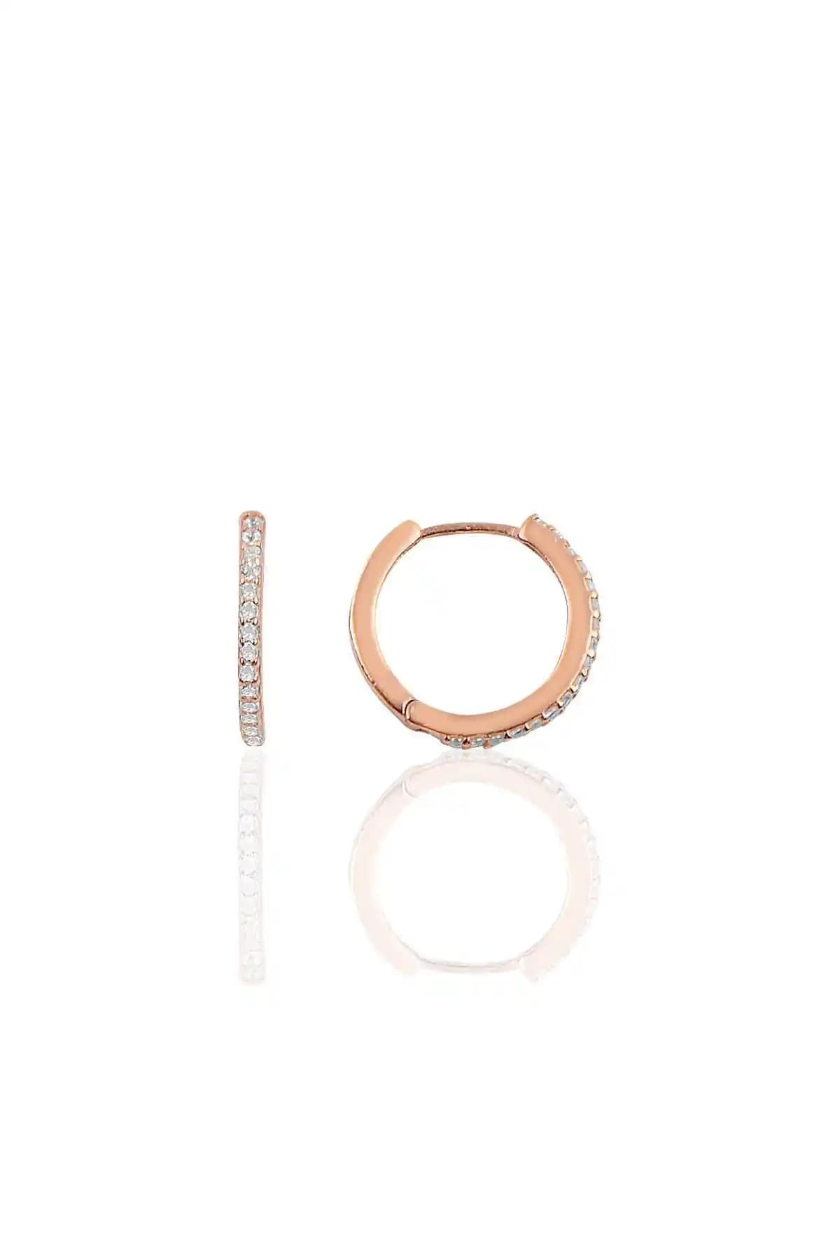 Söğütlü Silver Rose Zirkon Taşlı Tamtur Halka Küpe - Şık ve Dayanıklı Kadın Takısı