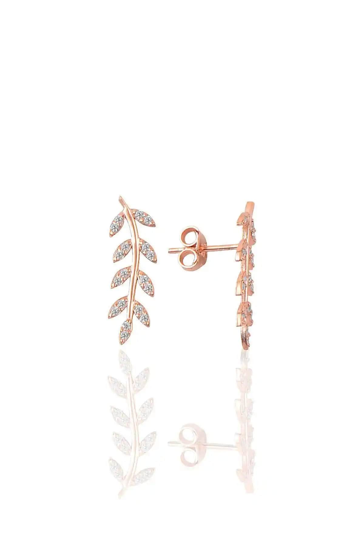 Söğütlü Silver Zirkon Taşlı Yaprak Modeli Gümüş Küpe Şıklık ve Zarafet İçin