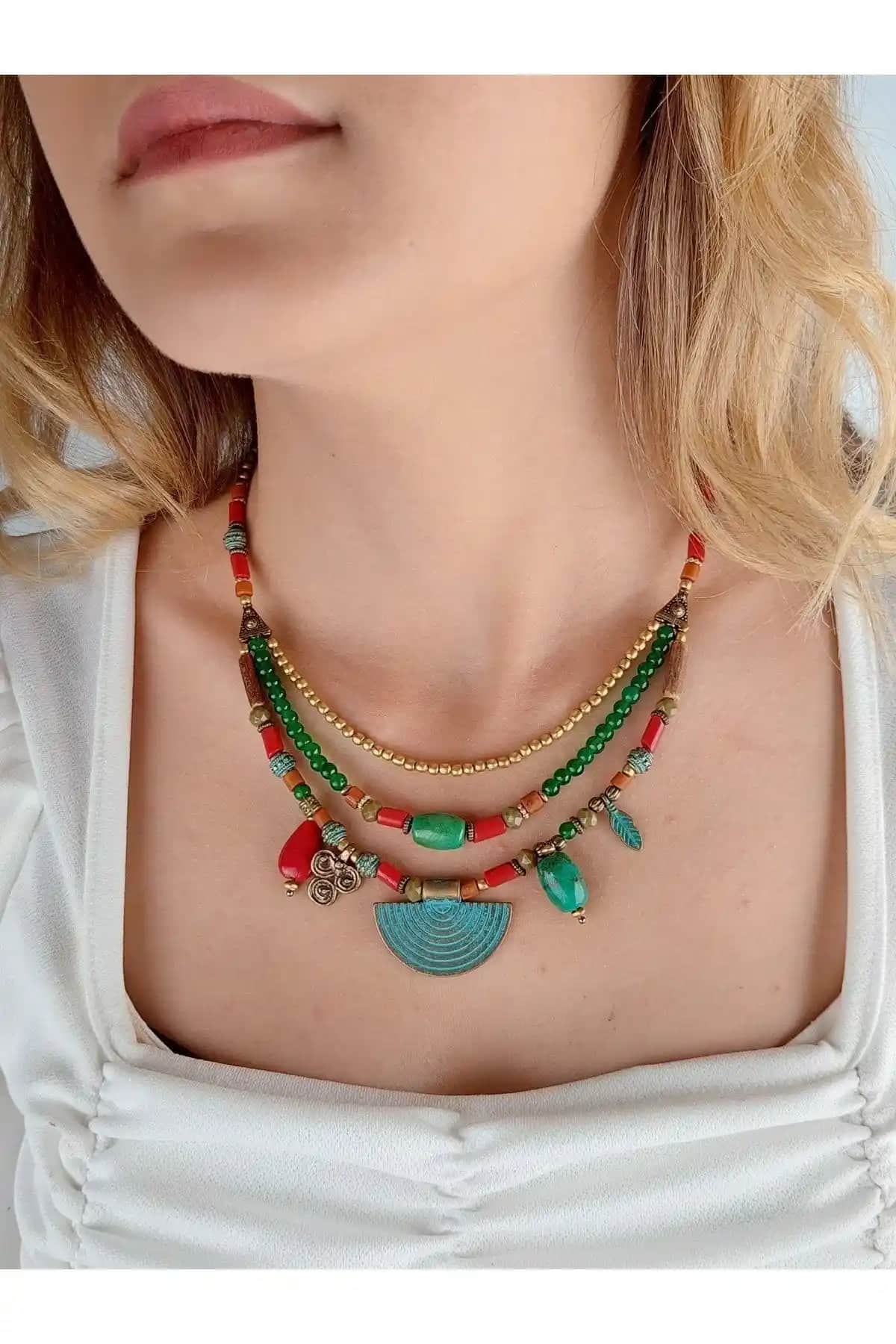 Takitokaciniz El Yapımı Etnik Bohem Kolye Doğal Taşlarla Özgün Tasarım ve Stil Katma