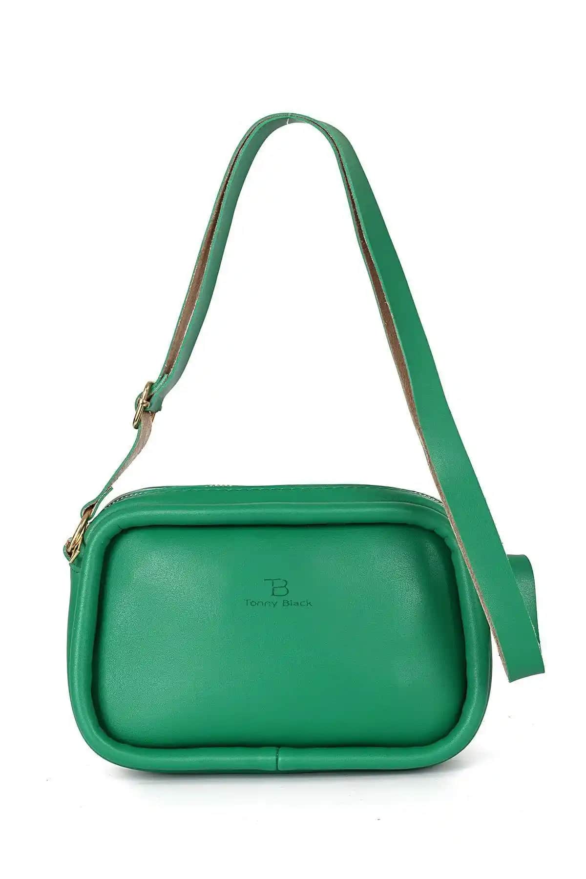 Tonny Black Kadın Fitilli Çapraz Askılı Fermuarlı Mini Deri Çanta