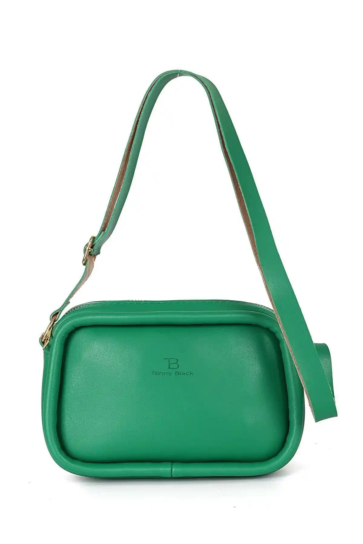 Tonny Black Kadın Fitilli Çapraz Askılı Fermuarlı Mini Deri Çanta