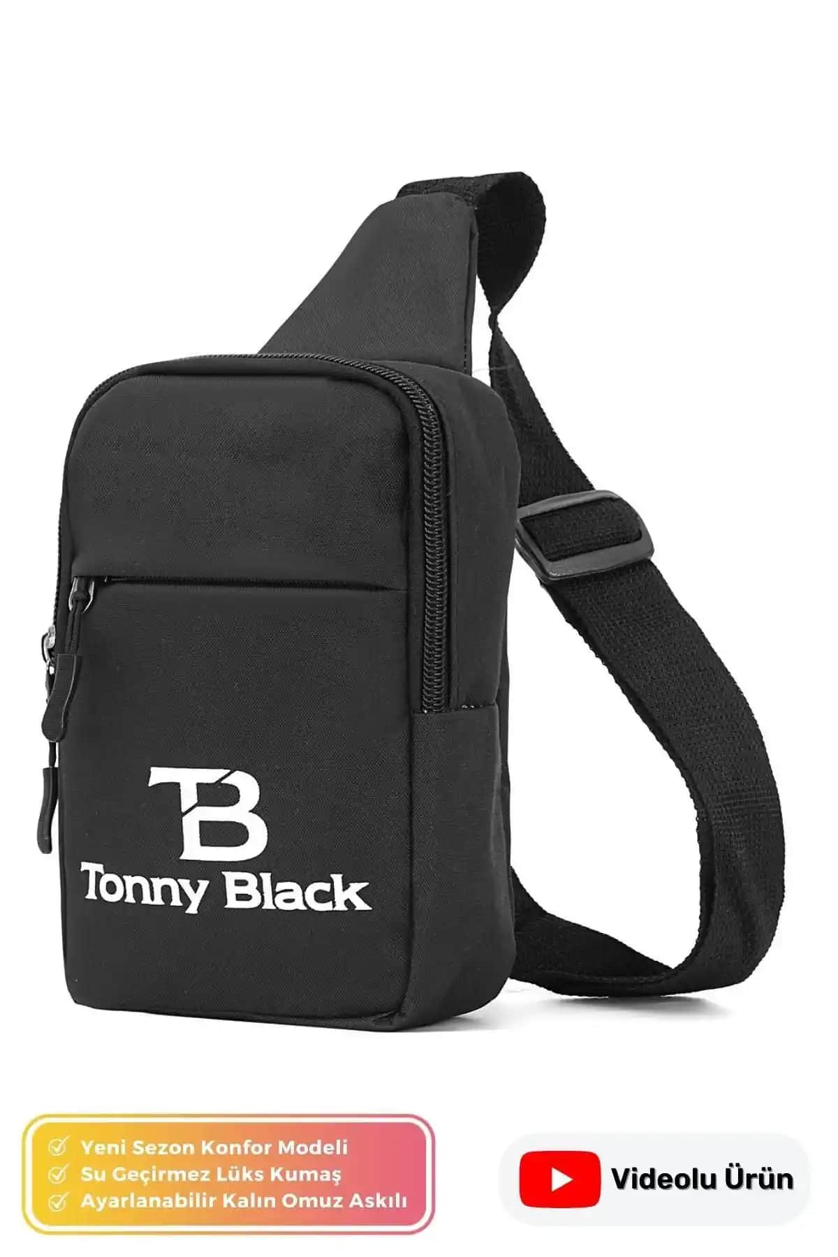 Tonny Black Unisex Su Geçirmez Günlük Spor Çantası – Şık ve Pratik Tasarım