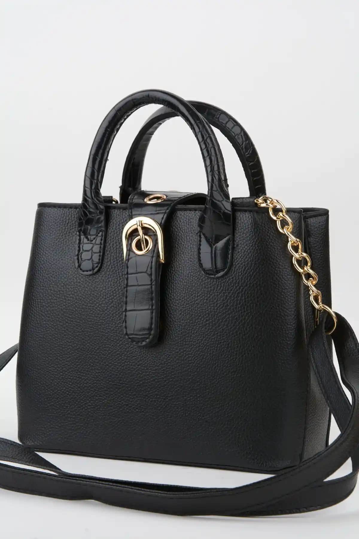 Vivaq Kadın Siyah Suni Deri Çanta Şık ve İşlevsel Tasarım ile Günlük ve Gece Kullanımı İçin Uygun