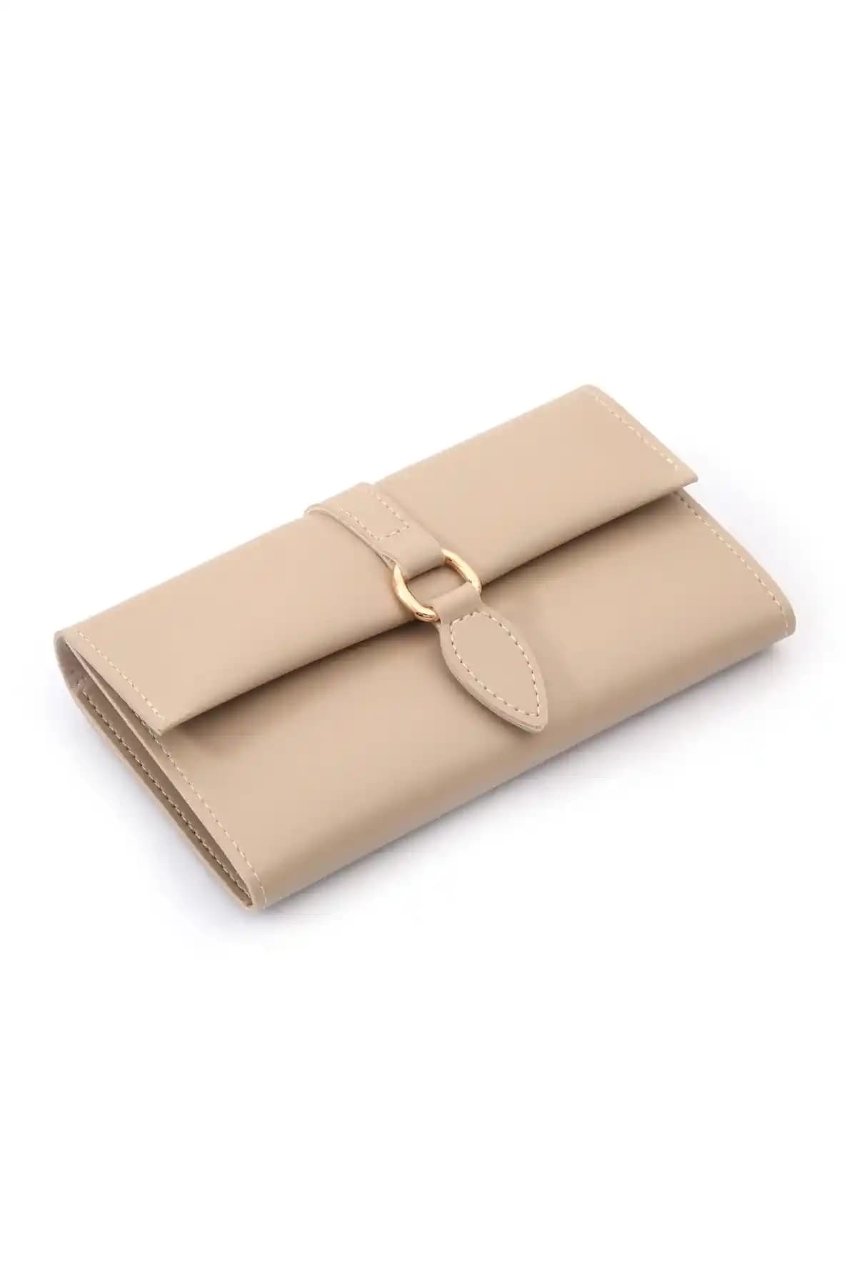 Womancraft Bayan Cüzdan Bej Renkli Organik Suni Deri Dayanıklı Tasarım