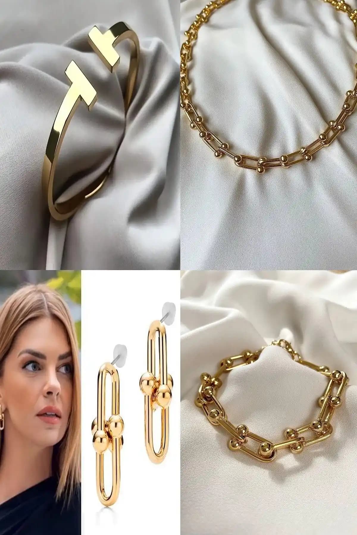 X-Lady Accessories Altın Renk Tiffany Blanca Takı Seti Modern ve Zarif Tasarım