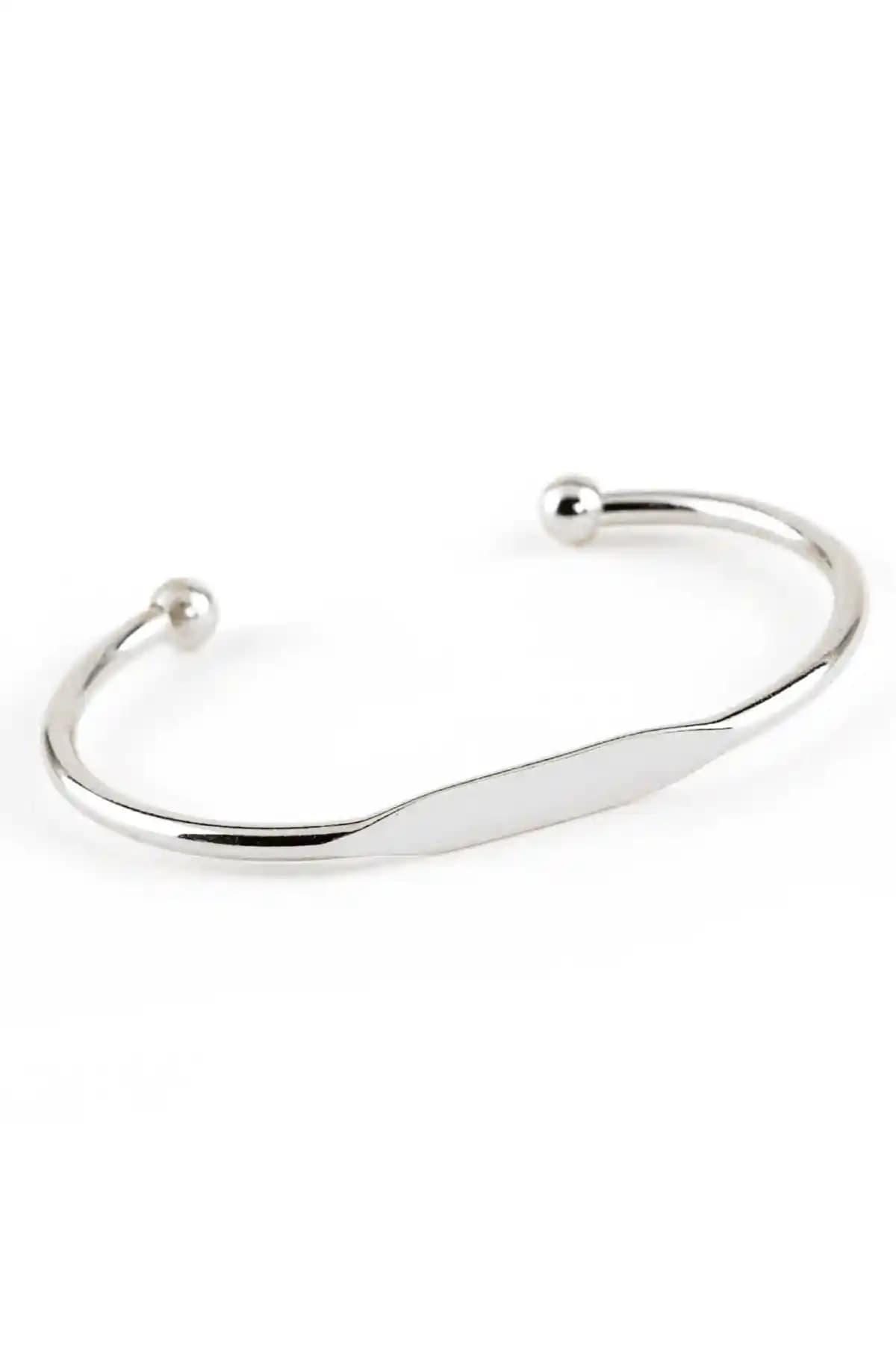 X-Lady Accessories Gümüş Renk Baskısız Spotify Bileklik Kelepçe Modern ve Şık Tasarım