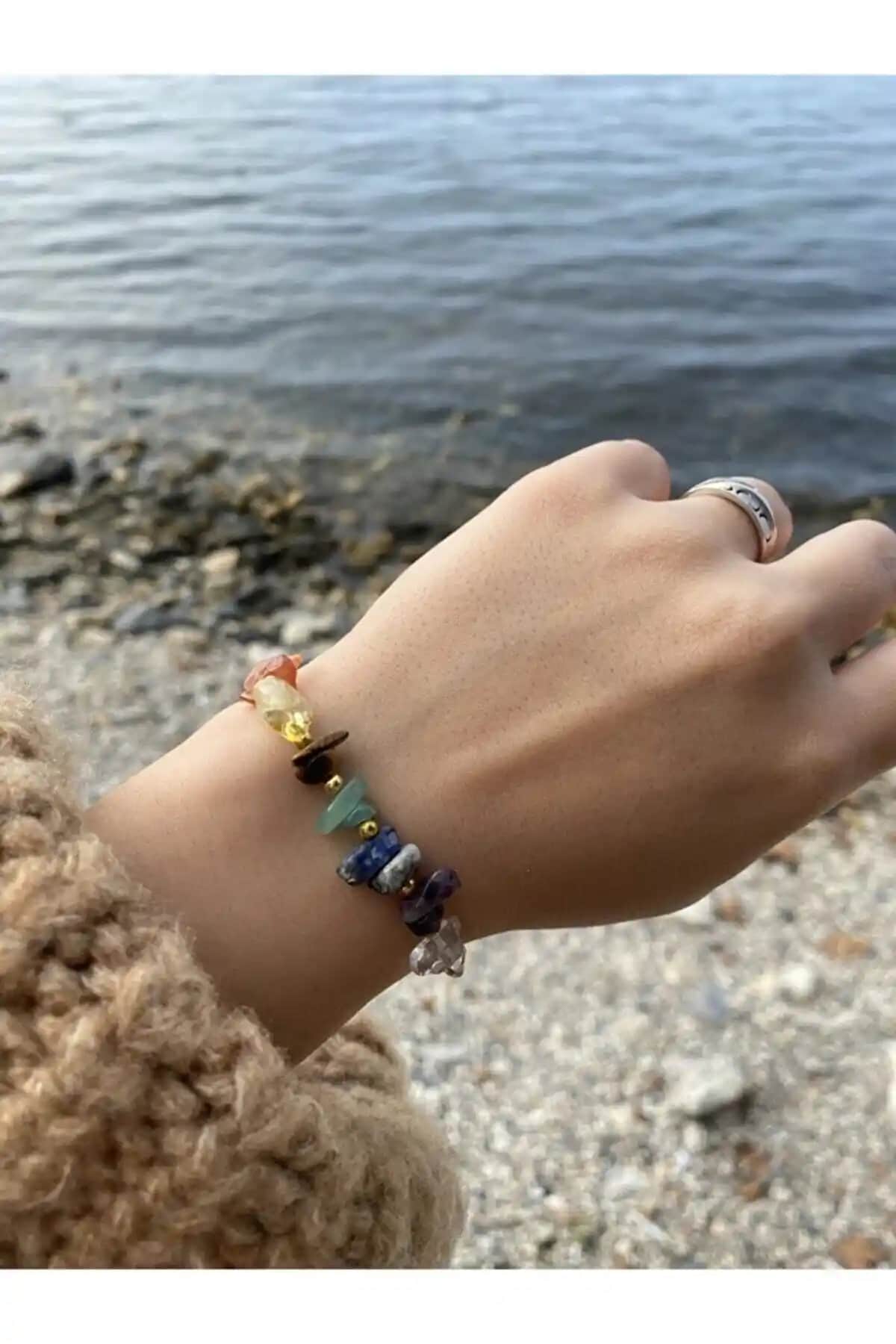 Yedi Çakra Doğal Taş Bileklikleri Enerji Dengeleyici ve Meditasyon Aksesuarı