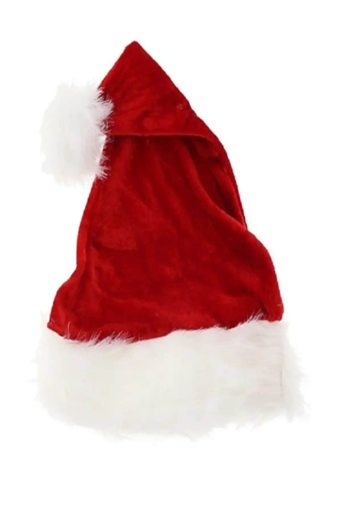 Yetişkinler İçin Kadife Noel Baba Şapkası Yılbaşı Kutlamalarının Vazgeçilmez Aksesuarı