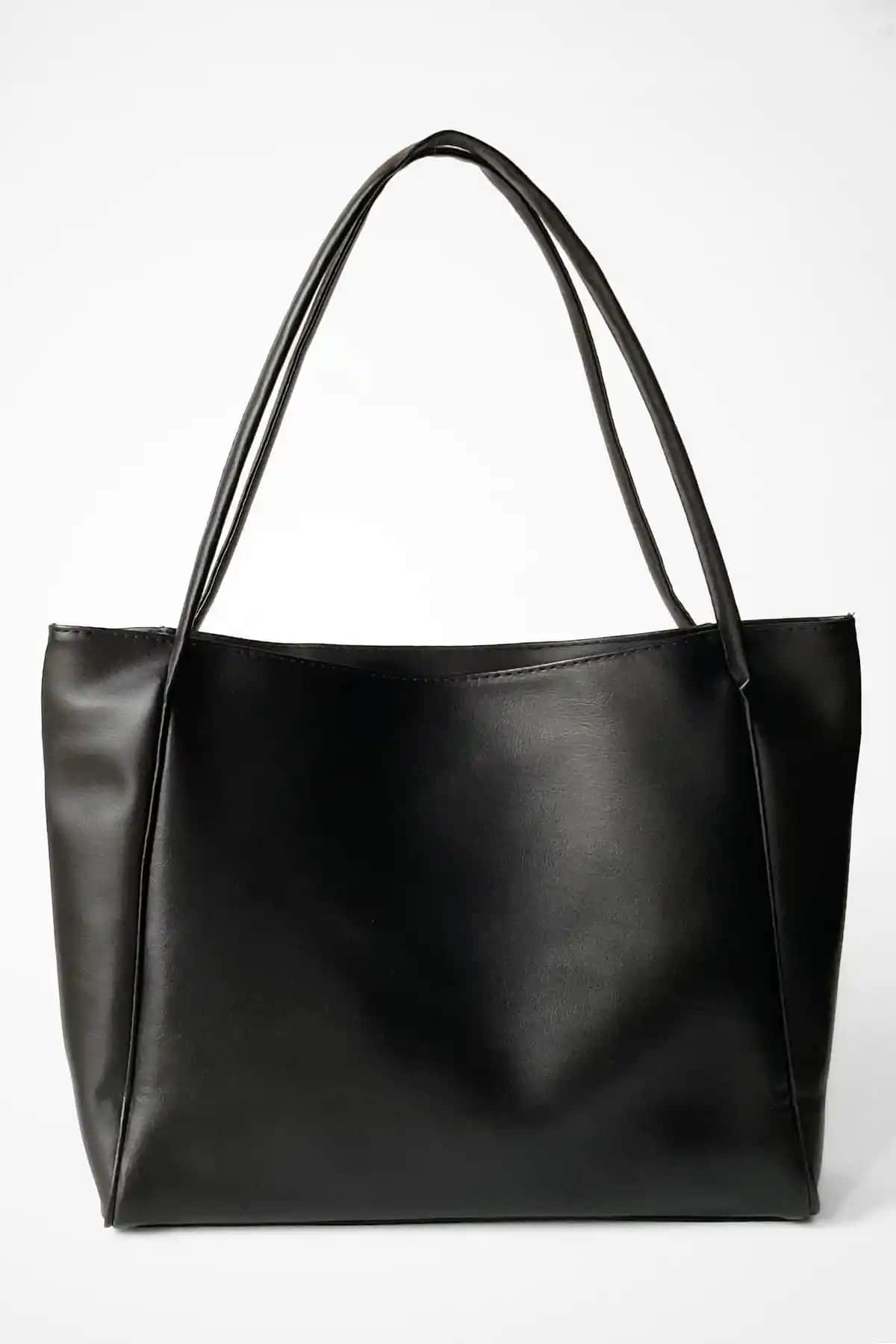 Yuka Atelier Nou Çift Saplı Siyah Büyük Boy Kan Shopper Çanta Şık ve Fonksiyonel Tasarım