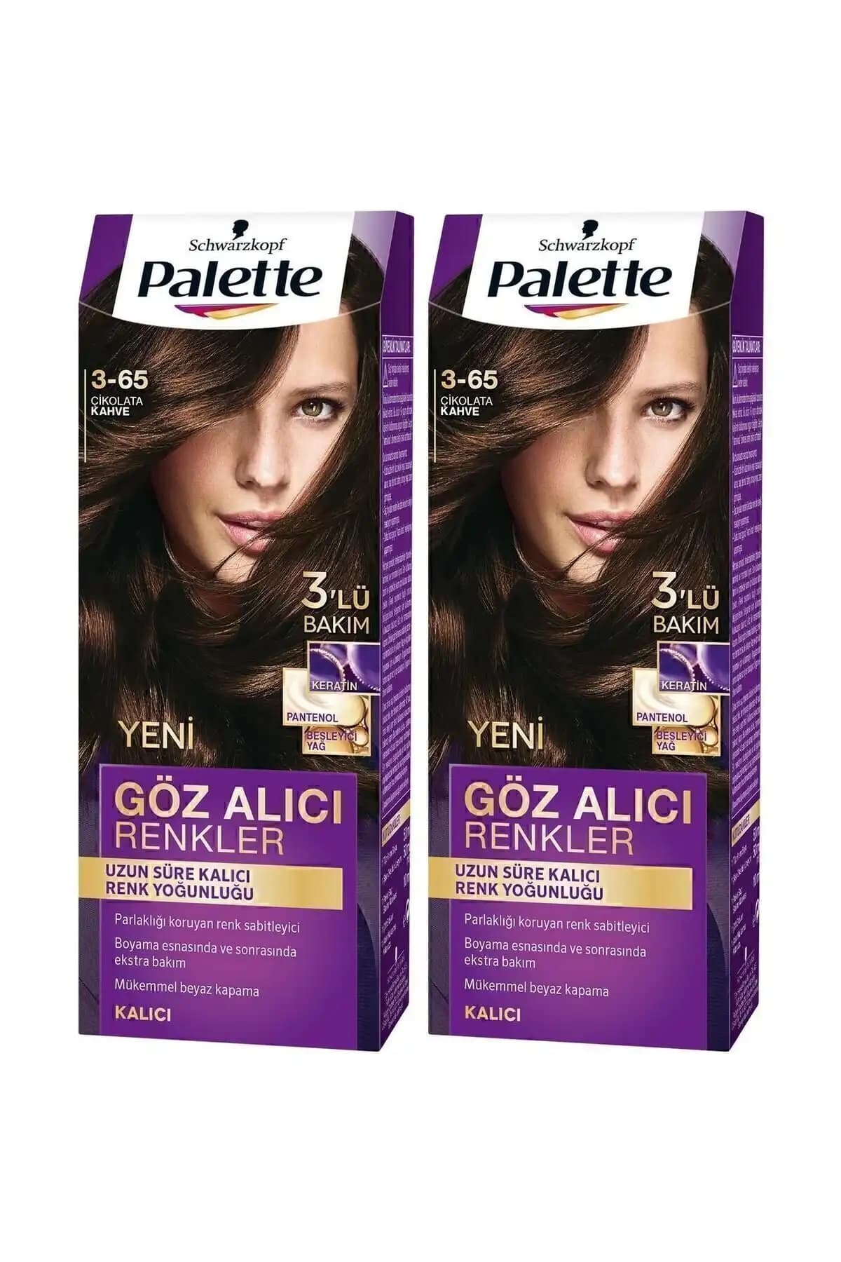 Palette Göz Alıcı Renkler 3-65 Çikolata Kahve ve Kahverengi Saç Boyası Karşılaştırması