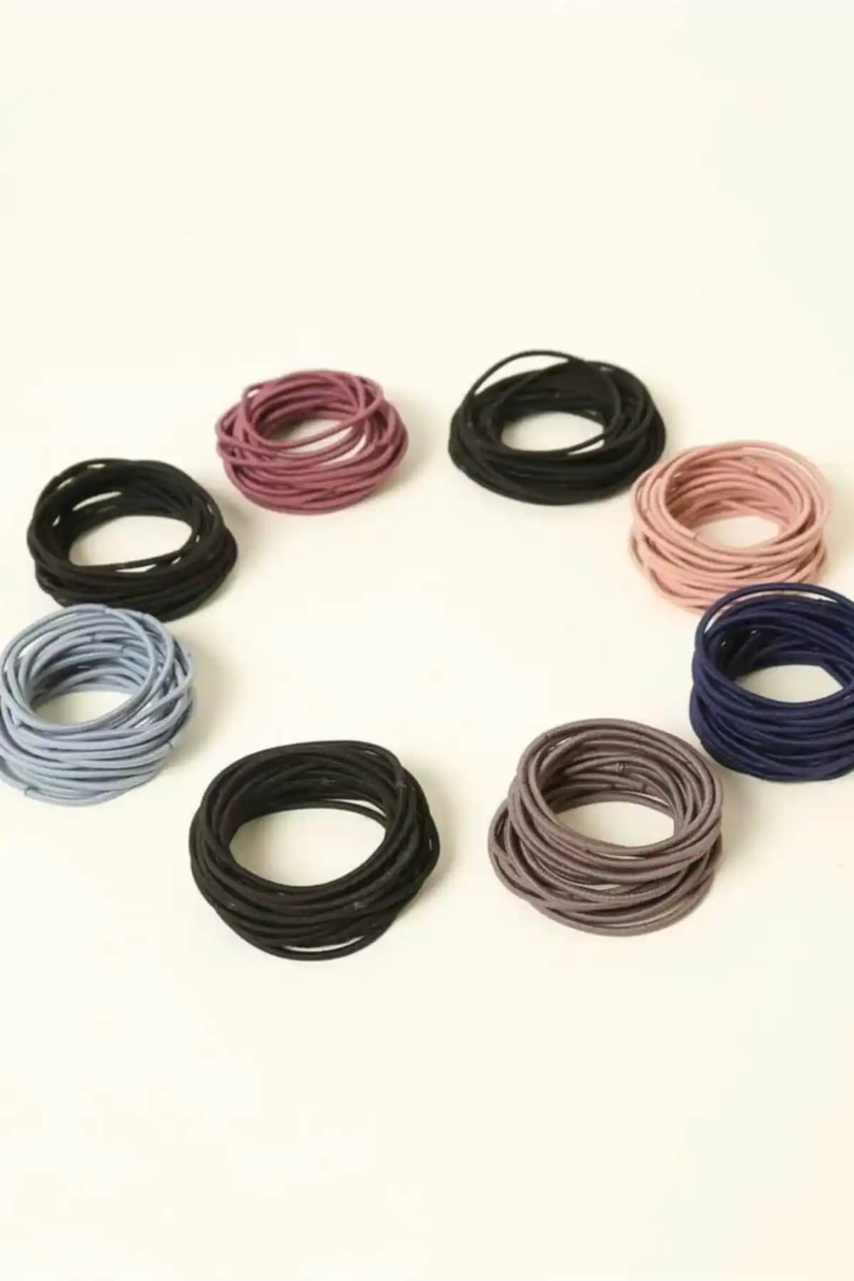 C&E Design Kadın 12'li Renkli İnce Lastik Toka Seti Günlük Kullanım İçin Pratik ve Şık Aksesuar