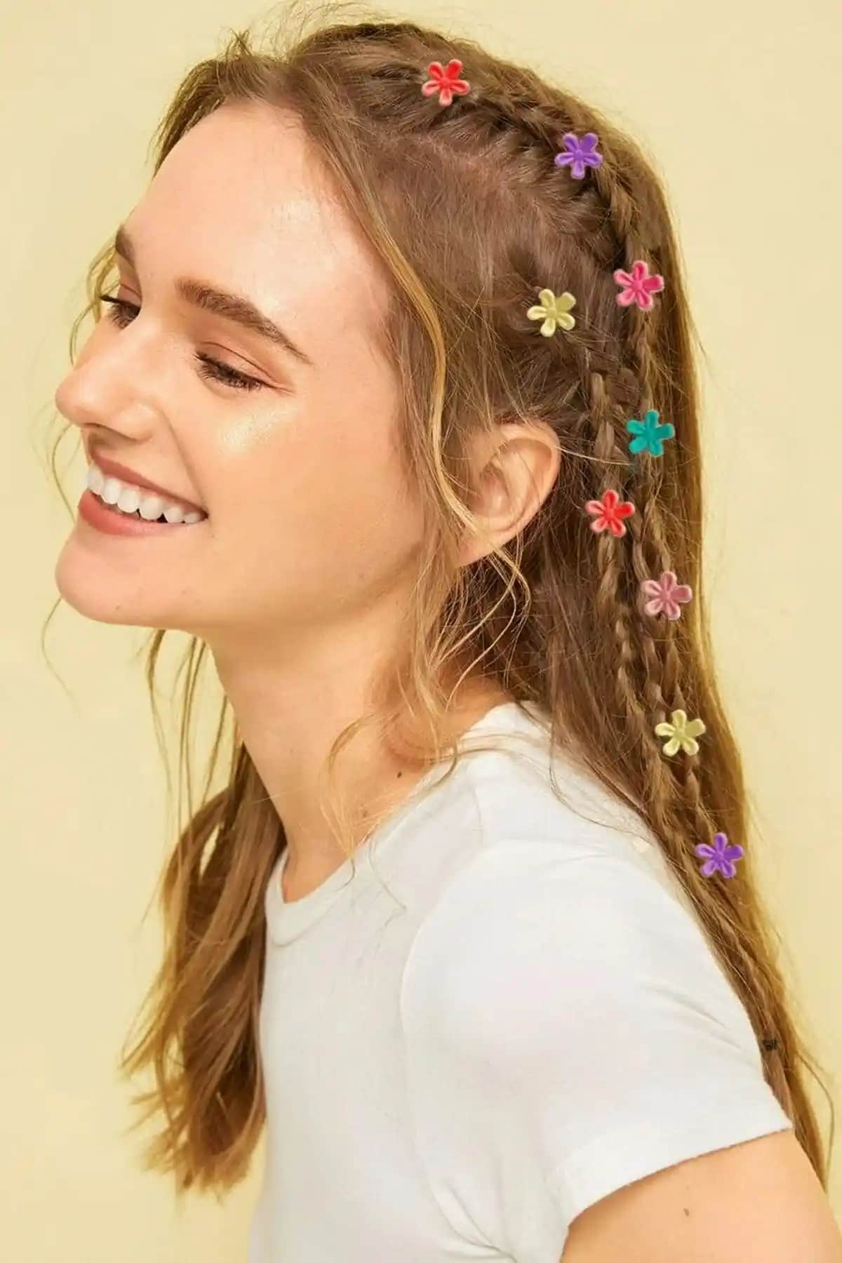 C&E Design Kadın Renkli Küçük Papatya Mandal Tokası Seti Günlük ve Şık Kullanım İçin