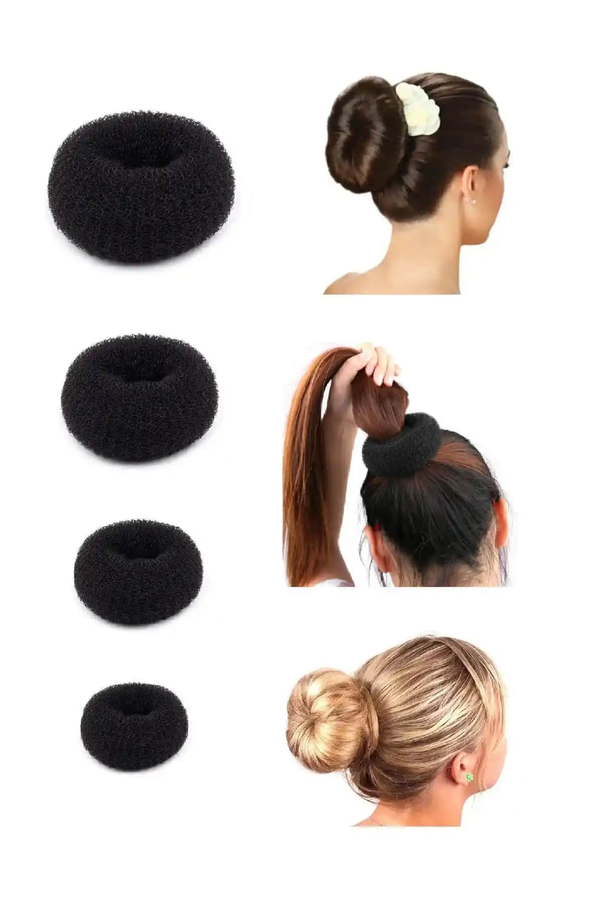 Güncel Vitrin Siyah Sünger Topuz Toka Seti: Çok Boyutlu ve Pratik Saç Aksesuarları