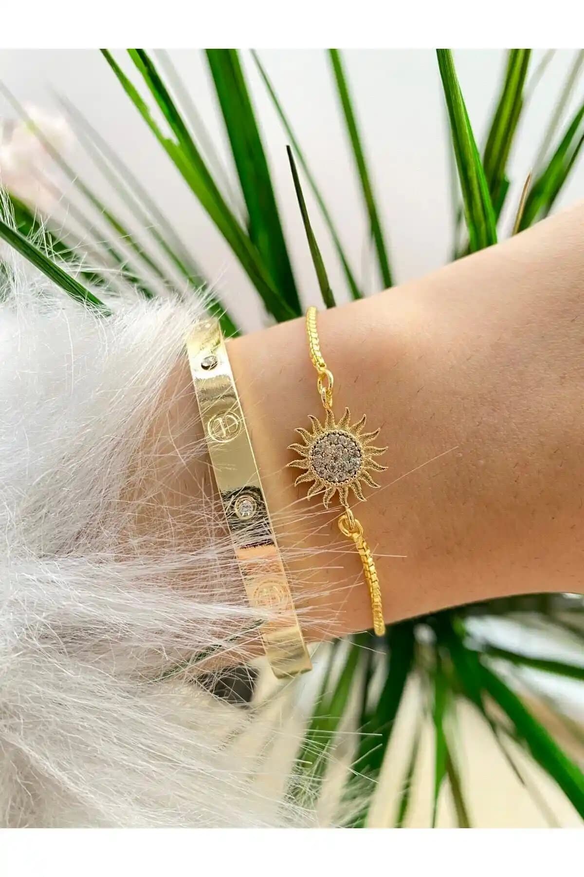 Jenny Daphne Kadın İki Parça Altın Kaplama Bileklik Seti Zarif ve Dayanıklı Tasarım