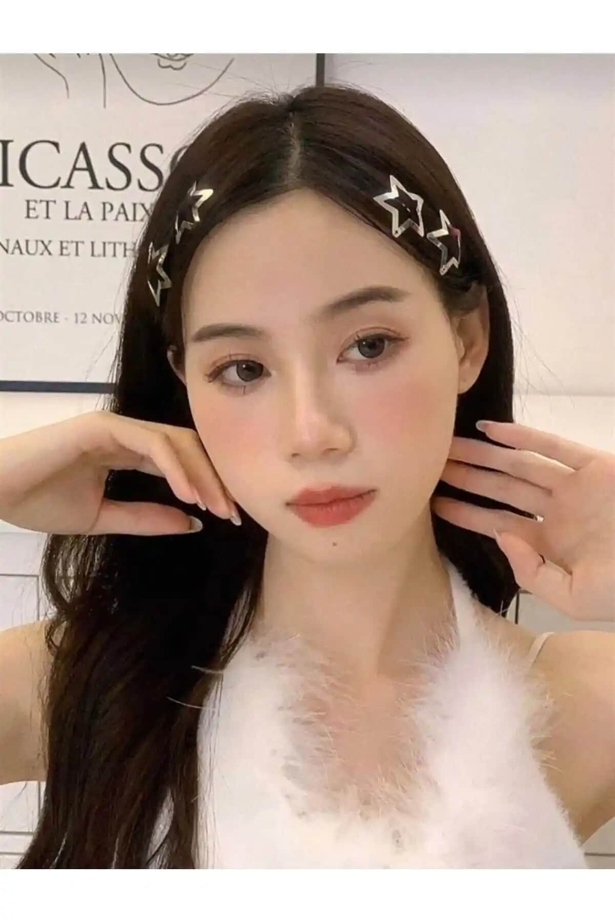 Monalisa 10'lu Yıldız Çıt Çıt Toka Gümüş Metal Aksesuar Seti