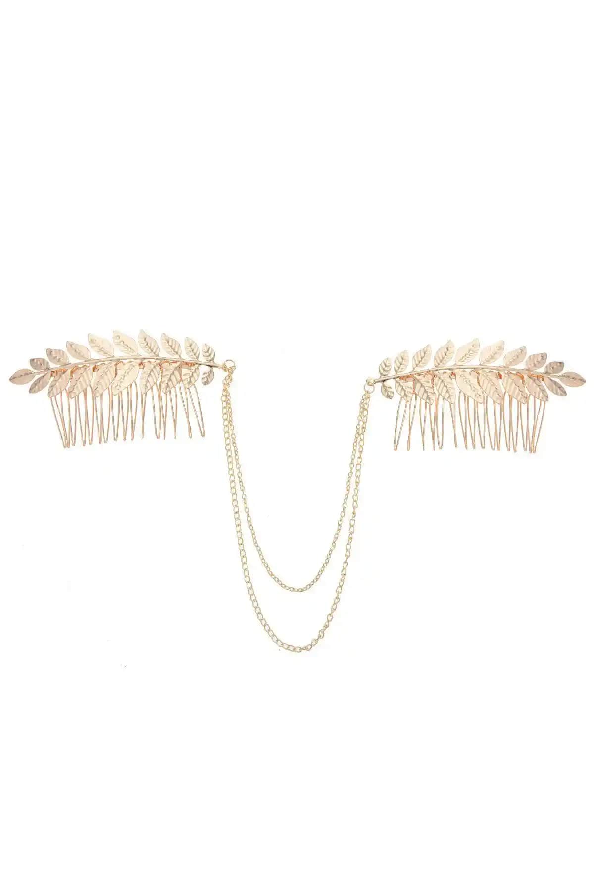 Pelin Aksesuar Yapraklı Zincirli Tarak Yoka: Şık ve Dayanıklı Saç Aksesuarı