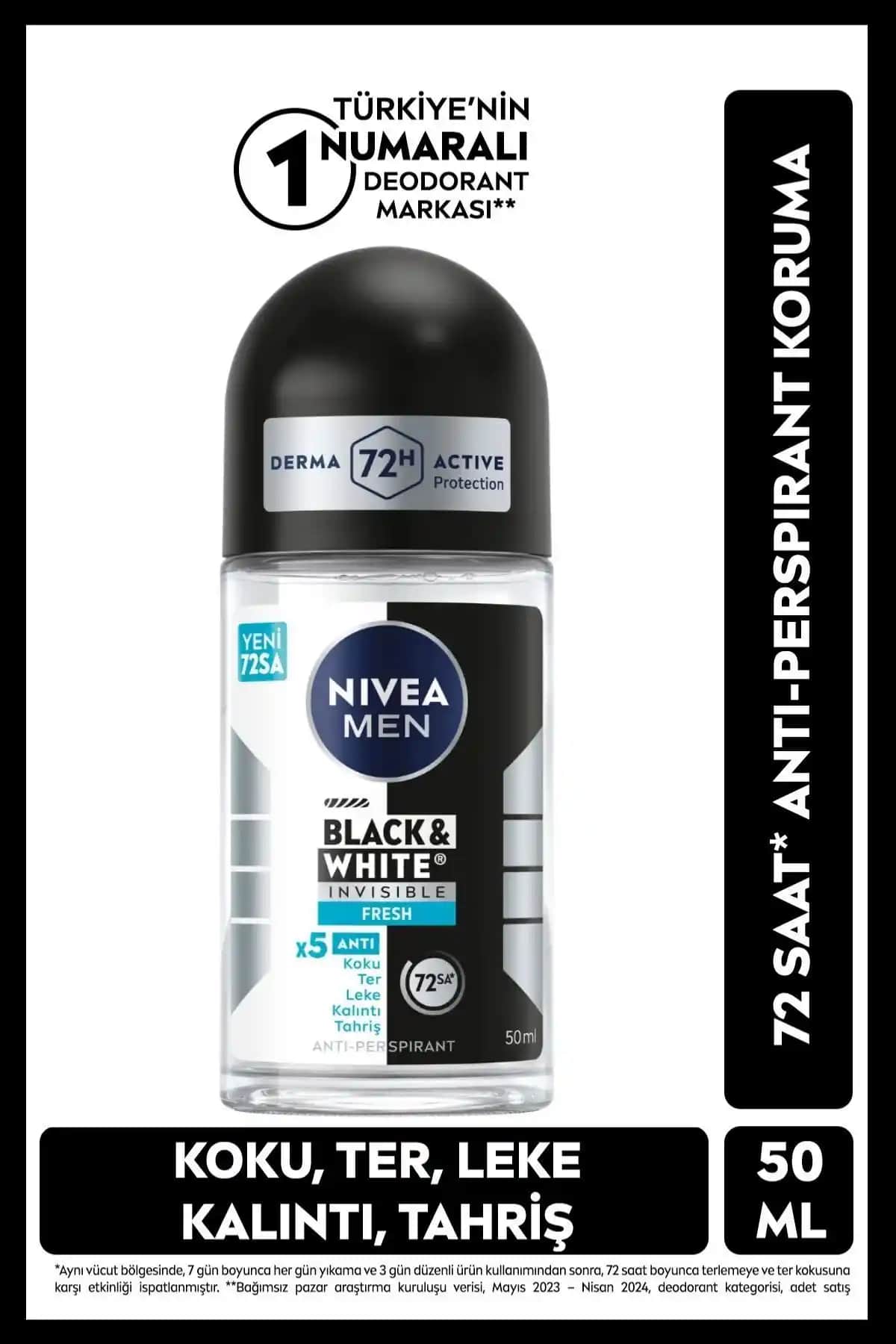 NIVEA MEN Erkek Roll-on Deodorant Black&White Invisible Fresh 50ml İncelemesi