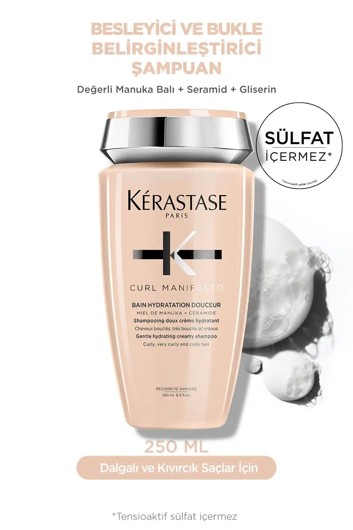 Kerastase Curl Manifesto: Kıvırcık Saçlar İçin Besleyici Şampuan 250 ml