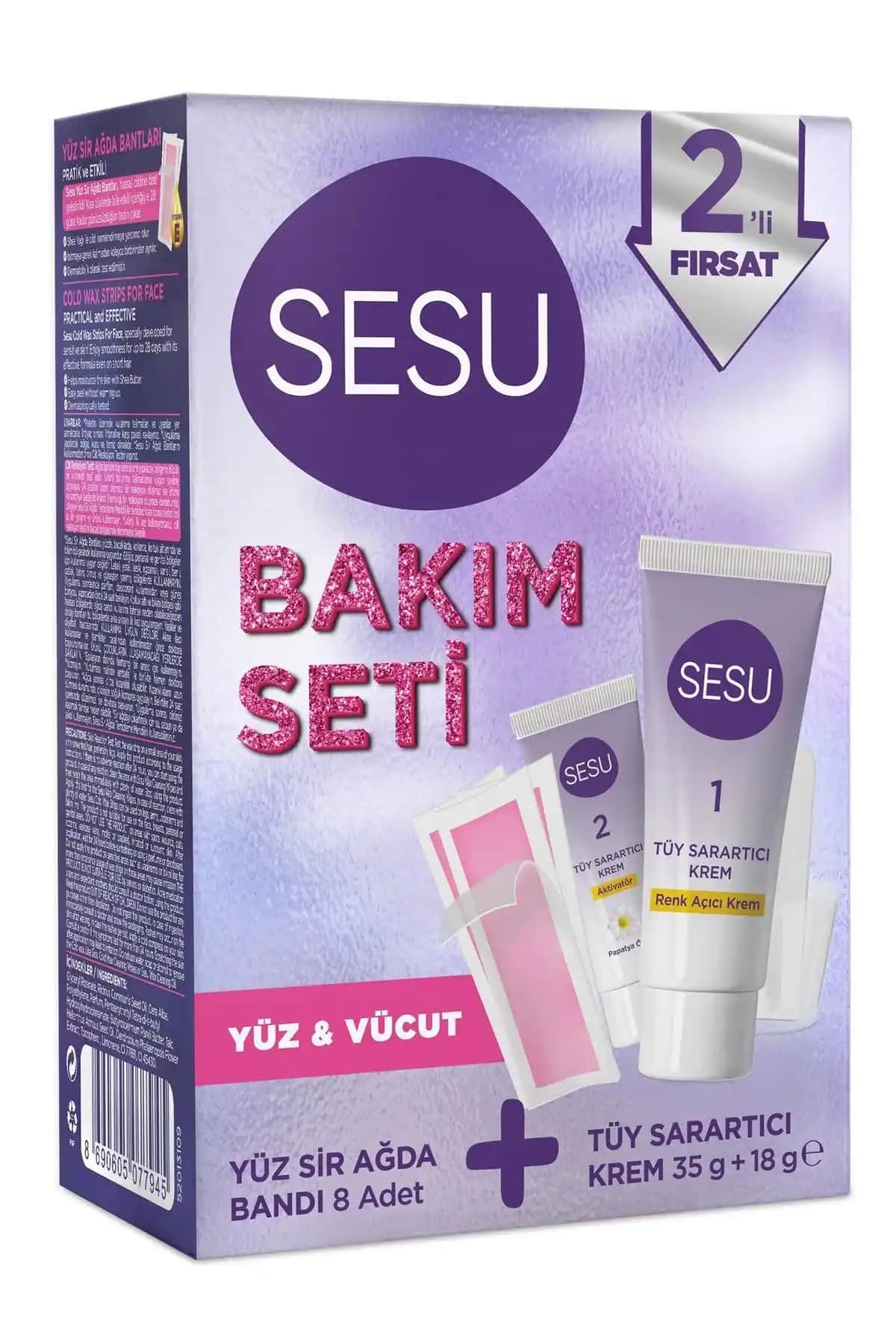 Sesu Tüy Sarartıcı Krem ve Ağda Bandı Premium Seti ile Cilt Bakımını Kolaylaştırın