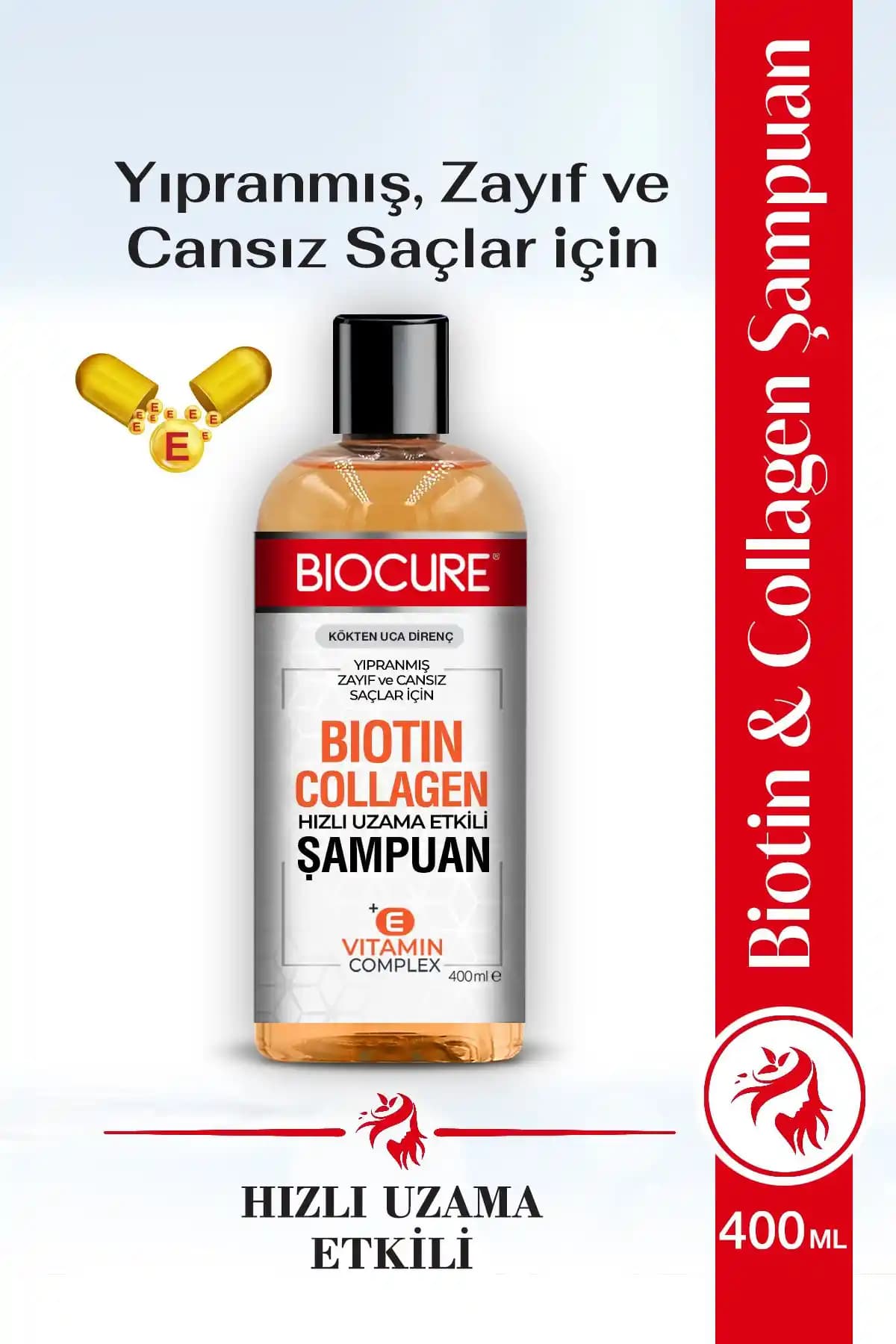 Biocure Biotin & Collagen + E Vitamin Kompleks Şampuanı: Yıpranmış Saçlar için Özel Bakım