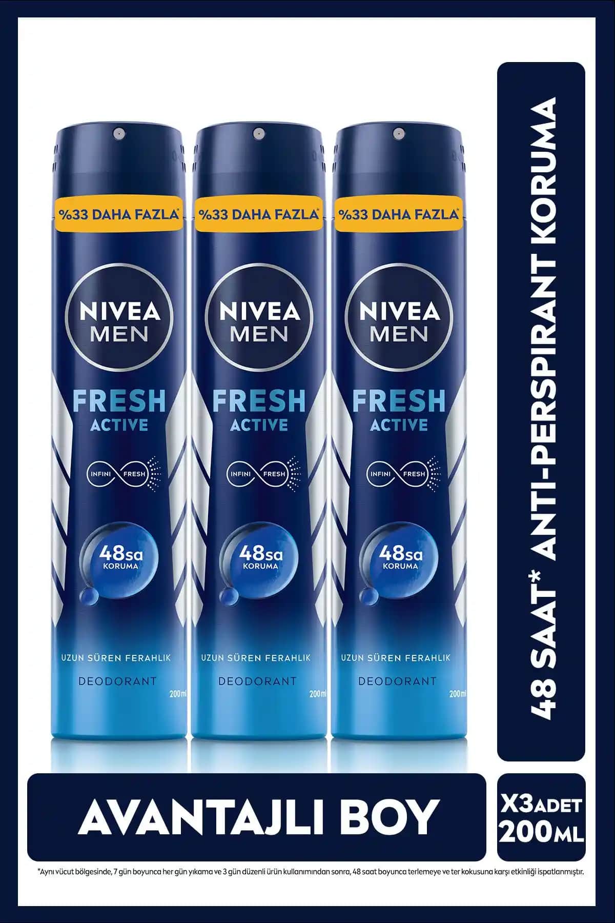 NIVEA Men Erkek Sprey Deodorant Fresh Active - Ferahlık ve Koruma Sunuyor