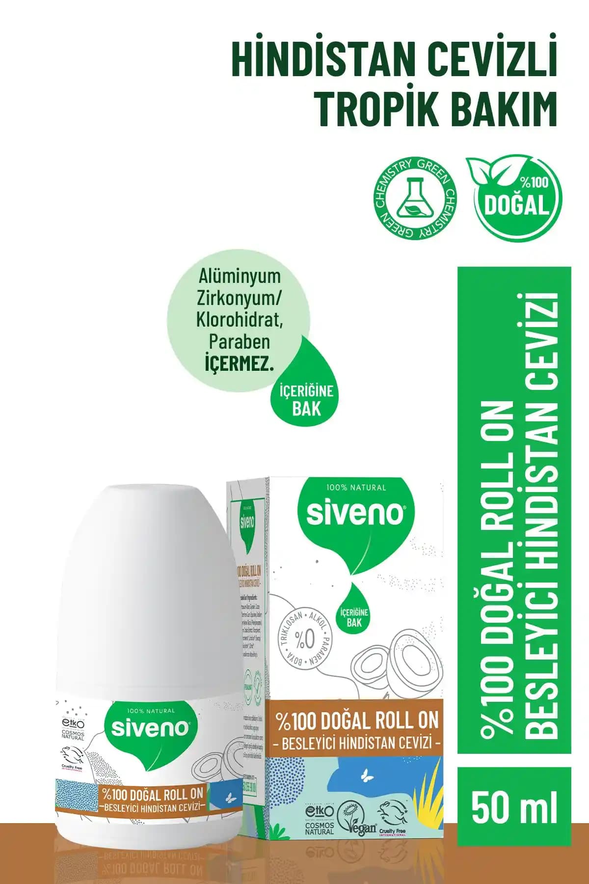Siveno %100 Doğal Roll-on Hindistan Cevizli Deodorant: Sağlıklı ve Ferah Bir Deneyim