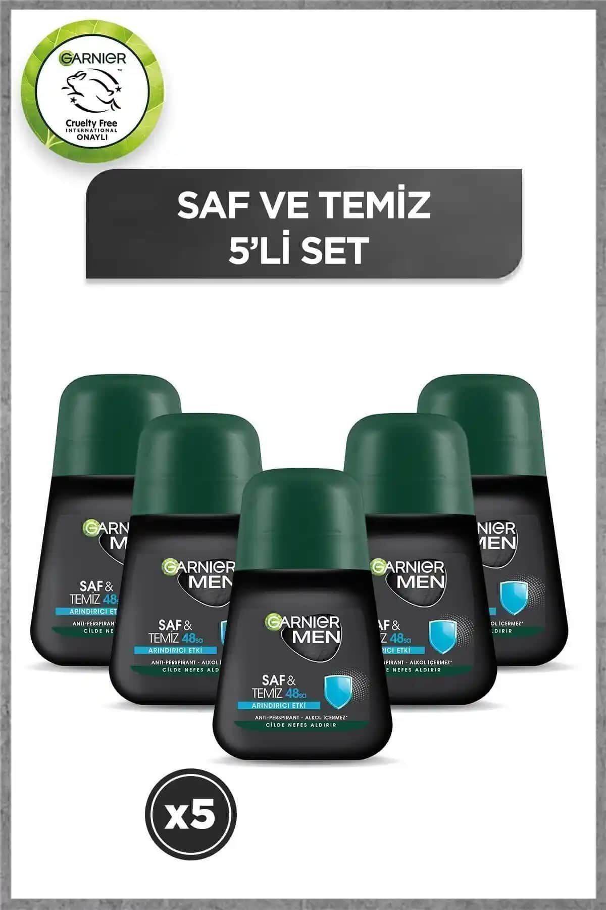 Garnier 5'li Men Saf Ve Temiz Roll-on Seti ile Ferah Kalın ve Güvende Olun