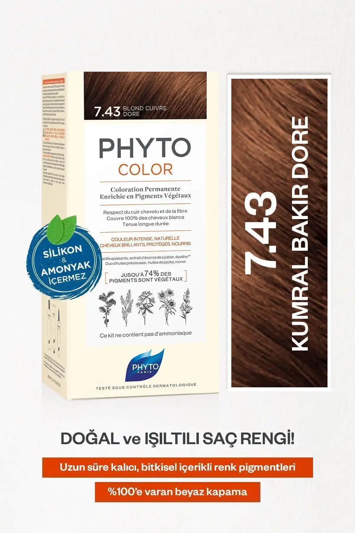 Phyto Phytocolor 7.43: Amonyaksız ve Vegan Kalıcı Saç Boyası Zengin İçerik