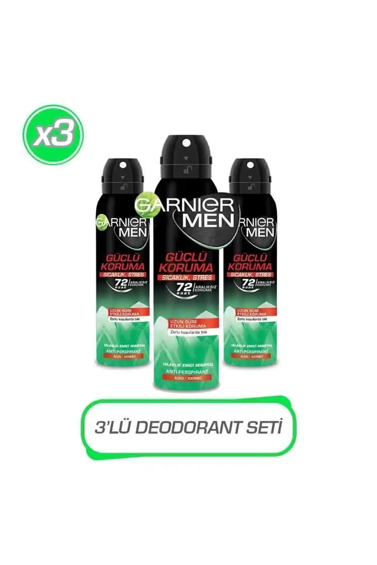 Garnier 3'lü Men Güçlü Koruma Aerosol Seti ile 72 Saat Koruma Sağlayın