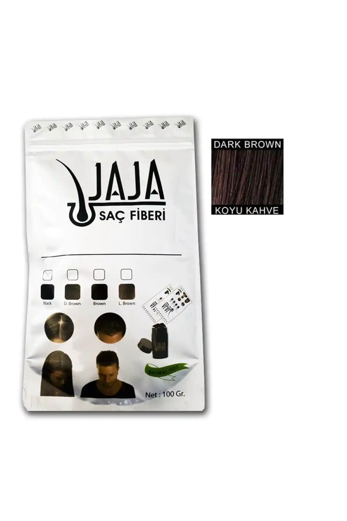 Jaja 100 gr Koyu Kahve Topik Saç Tozu: Doğal Görünüm ve Güçlü Kapatıcılık Sağlar