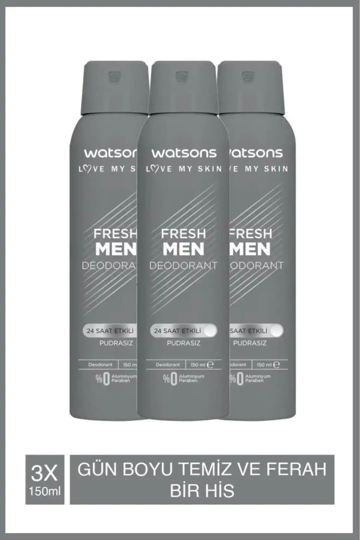 Watsons Fresh Men Pudrasız Deodorant Sprey: Etkili Ferahlığın Keyfini Çıkarın