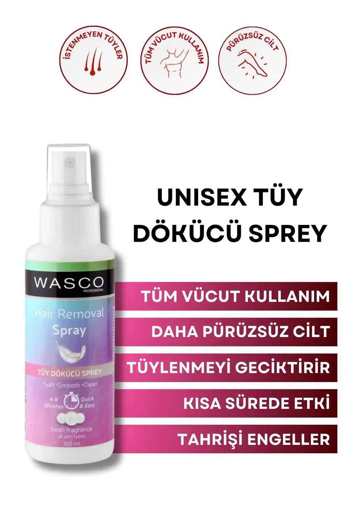 Etkili Wasco Unisex Tüy Dökücü Krem Sprey ile Pratik Cilt Bakımı
