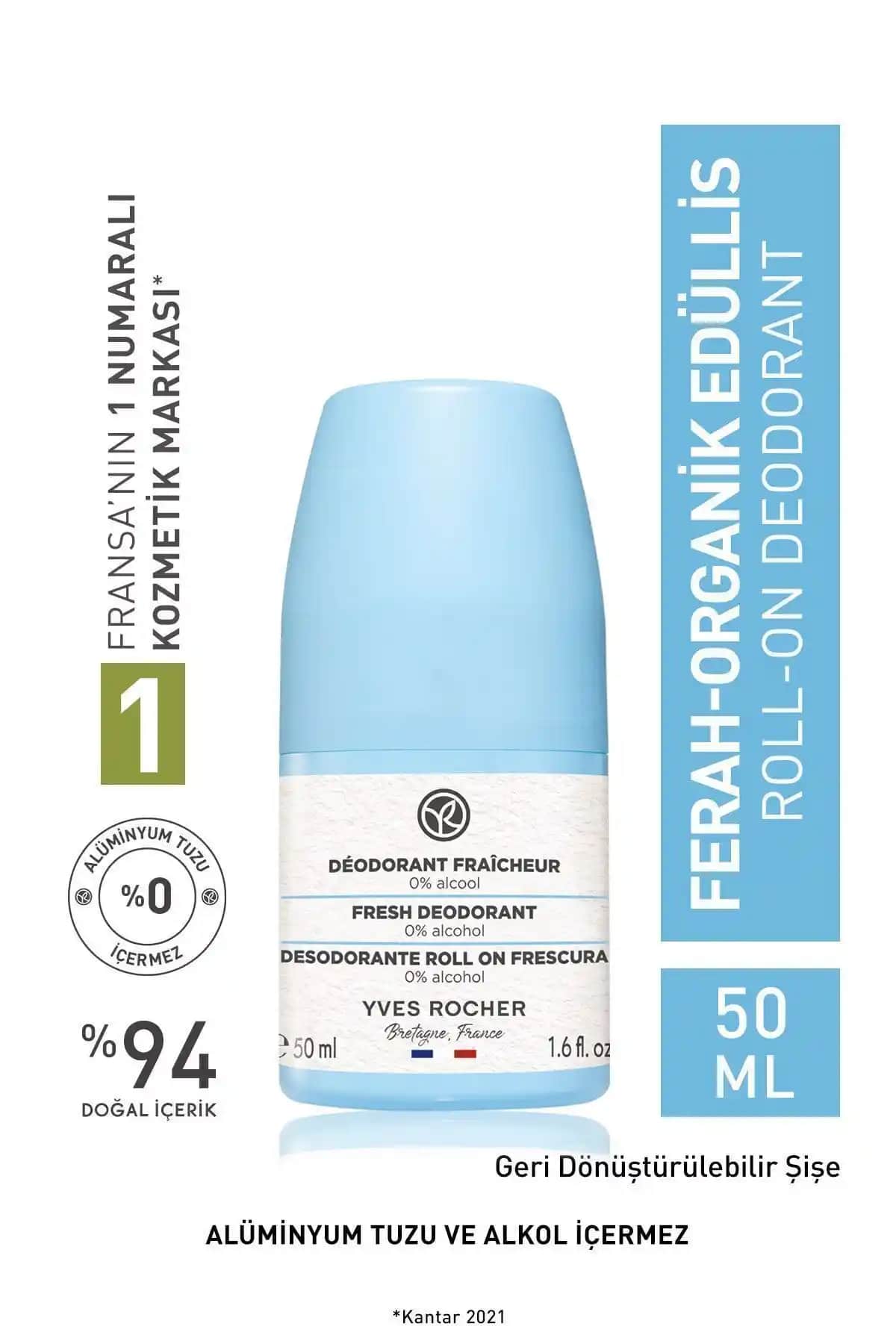 Yves Rocher Unisex Roll-on Deodorant: Doğal İçeriklerle Ferahlama Sağlıyor