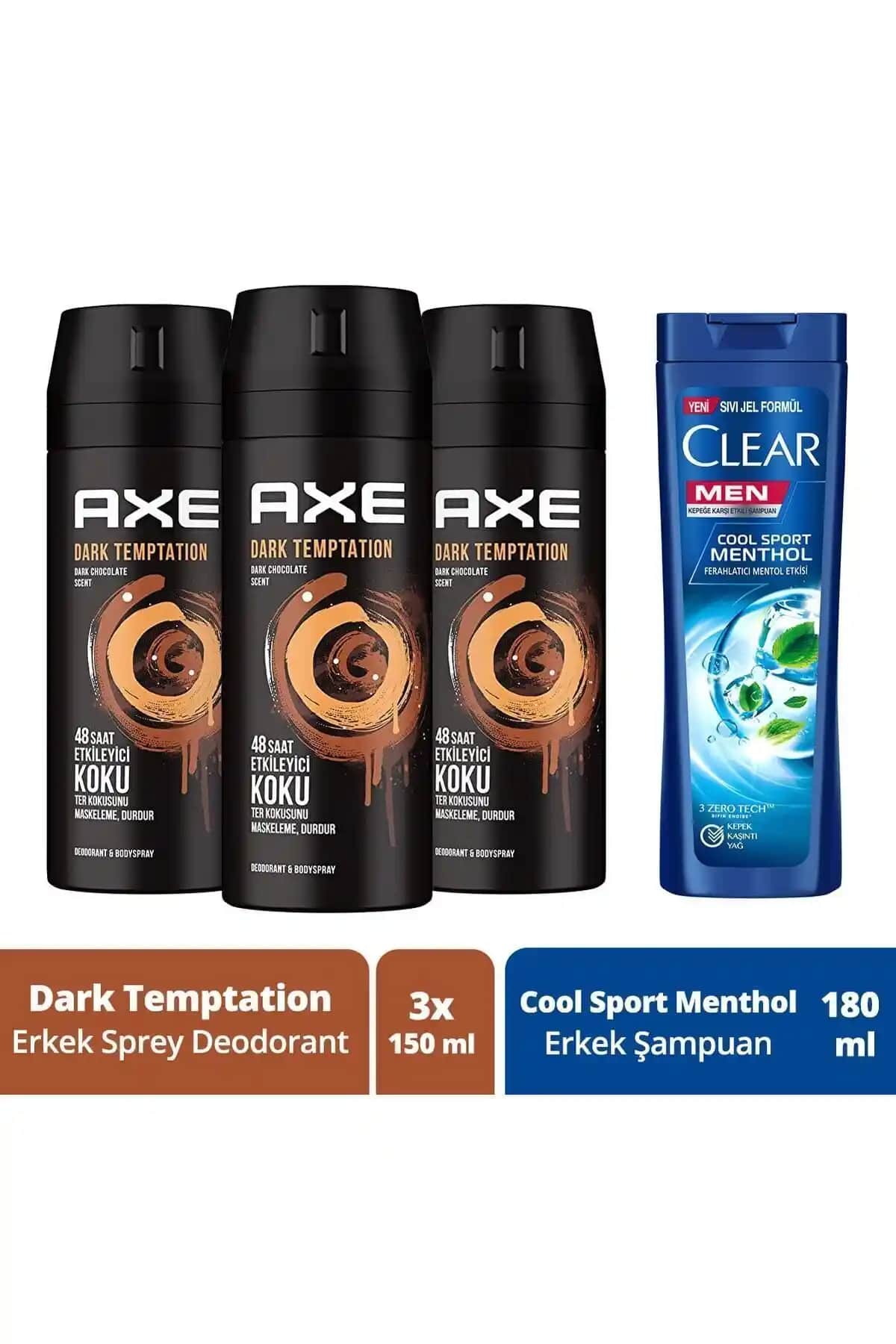 Axe Dark Temptation Erkek Sprey Deodorant ile 48 Saat Ferahlık Elde Edin