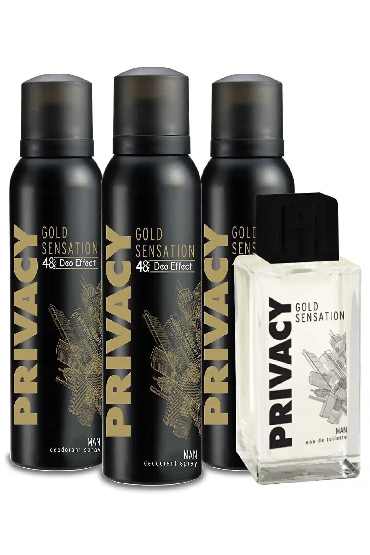 Privacy Gold Man Edt Erkek Parfüm ve Deodorant Seti - Kalıcı Ferahlık ve Ekonomik Paket