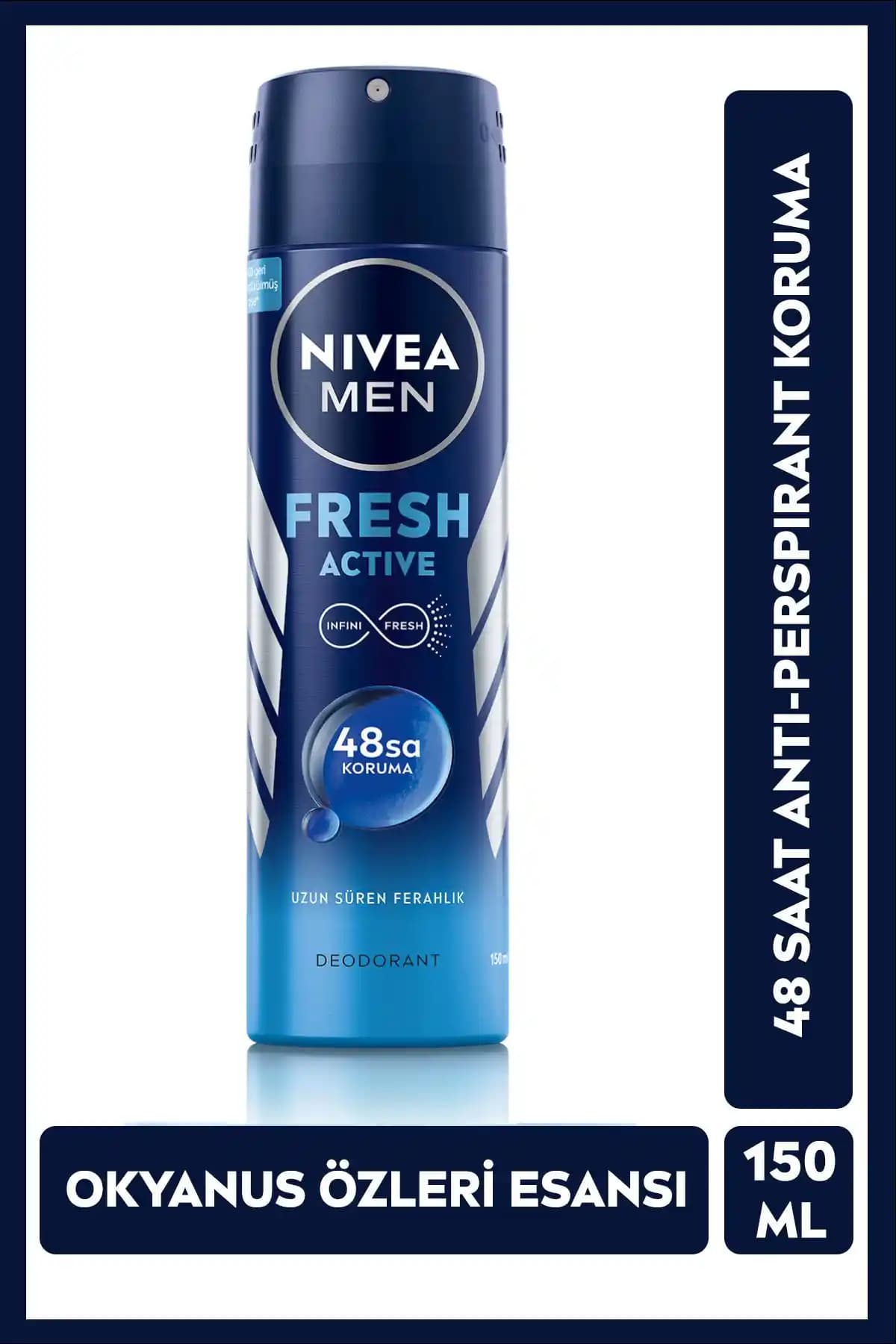 NIVEA MEN Erkek Sprey Deodorant Fresh Active: Uzun Süreli Ferahlık ve Koruma