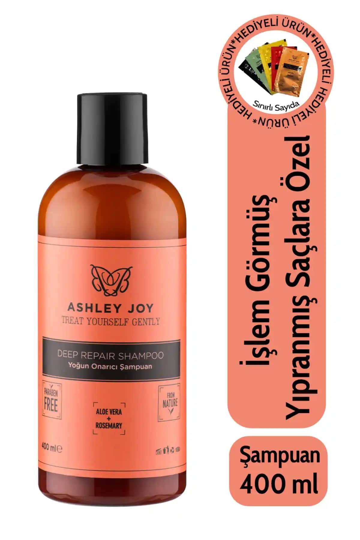 Ashley Joy Yıpranmış Saçlar İçin Biberiye ve Keratin İçerikli Onarıcı Şampuan