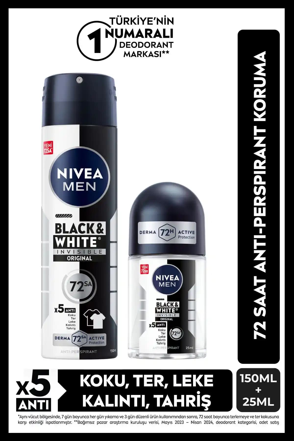 NIVEA MEN Erkek Sprey Deodorant Black&White Invisible: Etkili Koruma ve Ferahlık