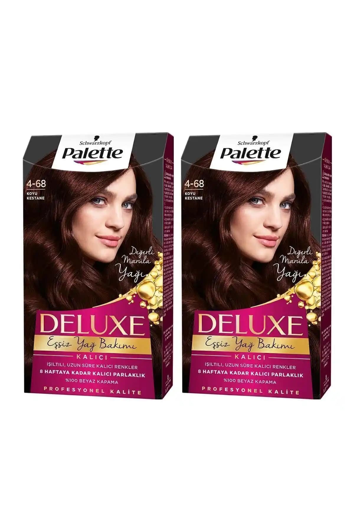 Palette Deluxe 4-68 Koyu Kestane ve 4-99 Ametist Moru Saç Renklerinin Karşılaştırması