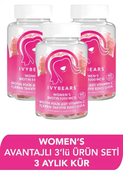 Ivybears Kadın Saç Vitamini: Saç ve Tırnak Sağlığını Destekleyen Doğal Takviye