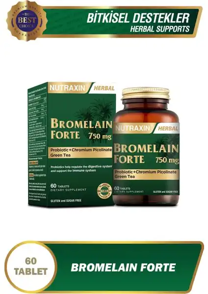 Nutraxin Bromelain Forte 750 mg: Doğal Takviye ile Sindirim ve Bağışıklığı Destekleyin