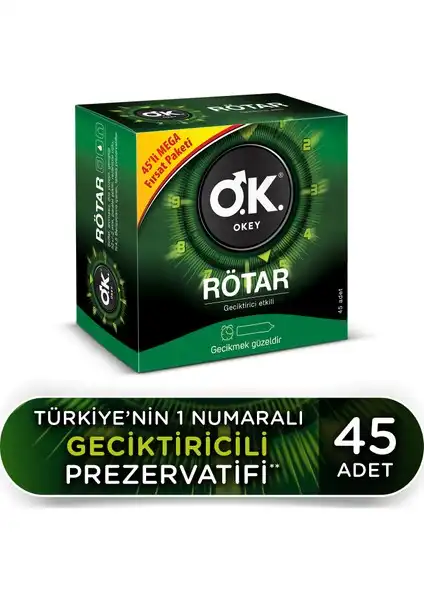 Okey Rötar Geciktiricili 45'li Prezervatif: Uzun Sürelilik ve Güvenli Cinsel Deneyim