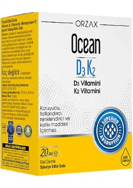 Orzax Ocean D3 K2 Vitamin Oral Damla: Etkili ve Doğal Besin Takviyesi