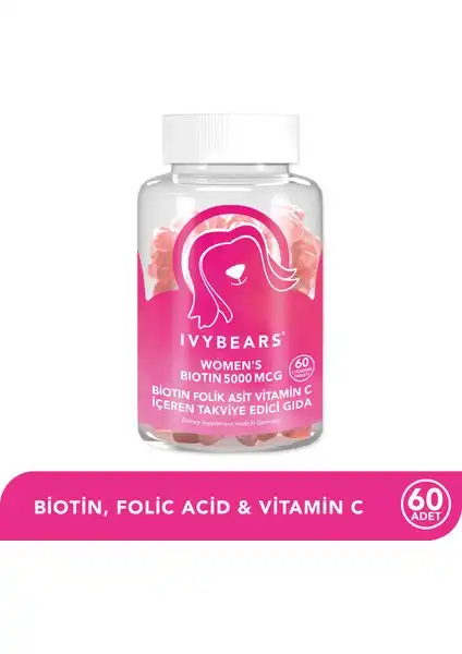 Ivybears Kadın Saç Vitamini: Saç ve Tırnak Sağlığı için Biotin Desteği